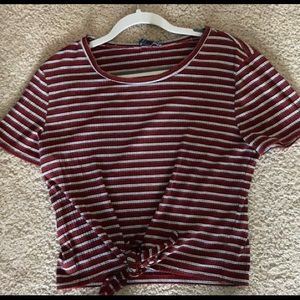 Red stripes crop top